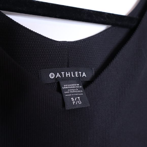 ATHLETA Ryder Dress Black Midi Length A-Line Cut Out Back Casual Women's S Tall - Picture 11 of 15